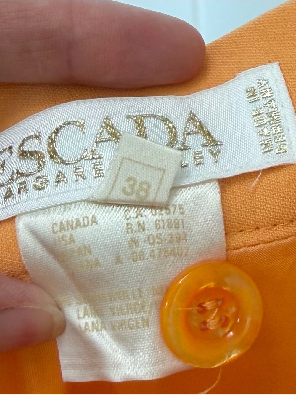Escada Margaretha Ley Virgin Wool Skirt Suit 8 Apricot Orange Vintage Luxe - Picture 15 of 16